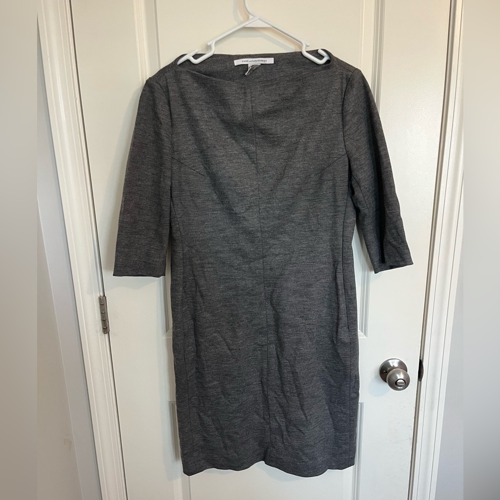 Diane Von Furstenberg Gray Half Sleeve Dress